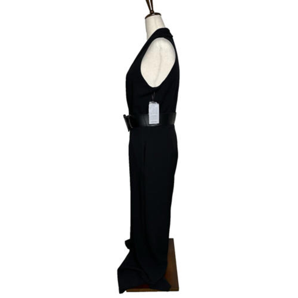 Julia Jordan NWT Womens Halter Neck Wide Leg V Neck Belted Black Jumpsuit Sz 10 - Picture 2 of 9
